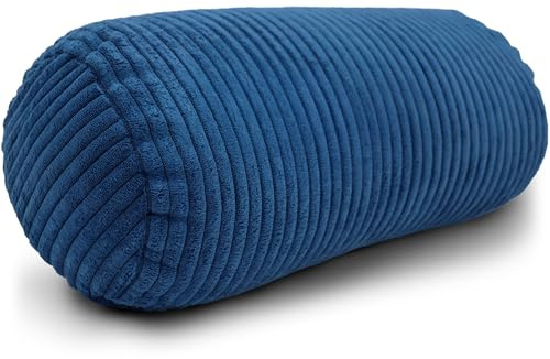 Amilian Nackenrolle mit Bezug 40x15 cm – Cord Kissen mit Füllung – Waschbar – Für Erwachsene & Kinder – Ideal für Nacken (Mitternachtsblau, 40 x 15 cm)