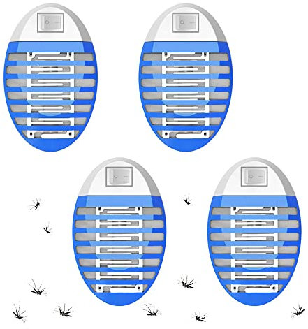 Lampada Antizanzare Elettrica, 2025 Nuovi Lampada per Zanzare, Mosca, Falene, Zanzariera Elettrica con Luce, per Casa Giardino Interno Esterno Cucina Soggiorno - 100% Efficace (Pack 4)