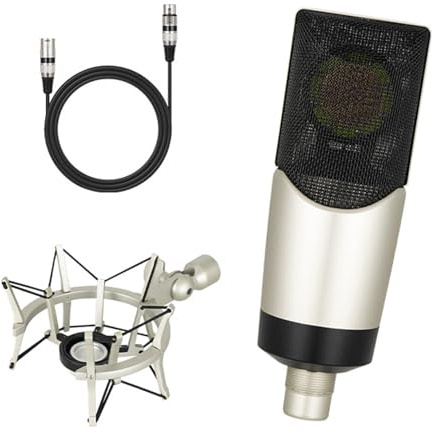 Micrófono de condensador profesional de diafragma grande de estudio vocal de 48 V para juegos de computadora y transmisión en vivo