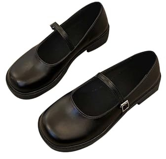 Women's Platform Mary Janes Shoes, Loafer Women's Low Shoes with Straps Chunky Round Toe Princess Shoes Classic Ballet Flats Matte Flat Women's Shoes Breathable Summer Shoes Casual Shoes, a, 6 UK