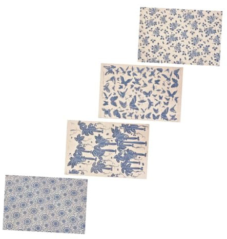 BEBEMOKO 4 Blätter Unterglasur Dekorpapier für Blütenmotiv Abziehbilder für DIY Färbetechniken Keramisches Zubehör für Töpferarbeiten