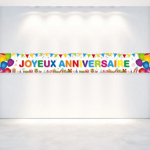 BMGRKYQX Bannière Joyeux Anniversaire,Happy Birthday Banner Toile de Fond Coloré,Banderole Joyeux Anniversaire Décoration pour Garçons Filles Fête d'Anniversaire-270 * 35cm