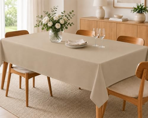CozyHome&Living Tischdecke Beige 140x260 cm für Gastro, Hotel und Catering | Extra lange Gastro-Tischwäsche, robust und belastbar für Restaurant, Hotel, Catering, Bankett und große Tafeln