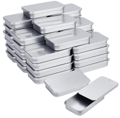 INTERWARM 80 x Mini Metall Blechdose. Kleine Schiebedeckelboxen Mit Deckel Rechteckige Metallbehälter Bastel Aufbewahrungsset Für DIY Projekte Schmuck Kosmetik 6x3.4x1.05cm
