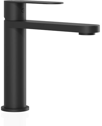 Bath Deluxe Tarnby Wasserhahn Bad – Waschtischarmatur 17,3 cm, Waschbeckenarmatur Schwarz Matt, Anti-Fingerprint & Einfache Montage, Gebürsteter Edelstahl, Modernes Dänisches Design