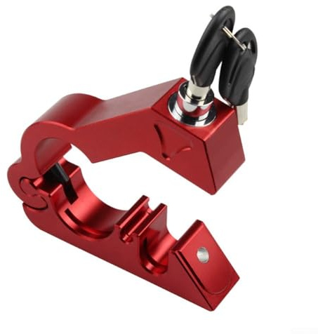 Cerradura de casco de motocicleta de aleación de aluminio mecanizado CNC con diseño antirrobo para una fijación segura y protección del casco, compatible con 22 38 mm (rojo)