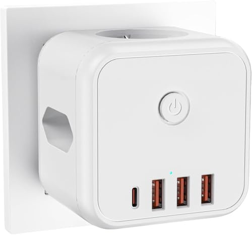 Adattatori Elettrici Presa - Caricatore Leggero Con 3 Porte USB,Divisore Con Protezione Da Sovratensione | Per Amici Colleghi Uffici Casa Viaggio Cucina Camera Da Comodini Bagno