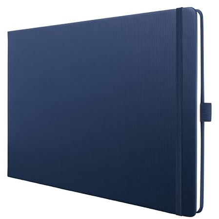 Sigel Conceptum Premium Notizbuch A4 quer blanko dunkelblau Hardcover | CO202, 132 perforierte Seiten, Quickpocket, Stiftschlaufe und Gummibandverschluss