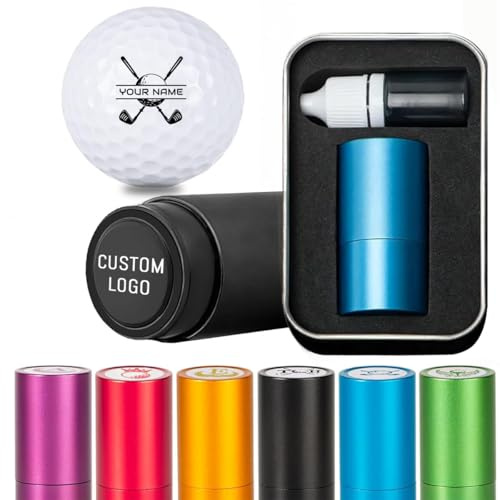 Yakify Personalisierter Golfball-Stempel, individueller Golfball-Markerstempel mit wasserdichtem Logo, Monogramm, Name, schnell trocknende Tinte, wiederverwendbar, größerer Golf-Stempel für Geschenke