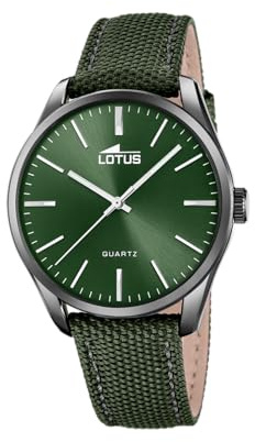 LOTUS Reloj Hombre Analógico de Nylon Verde | Casual Deportivo Estilo Militar, Cristal Mineral de Alta Resistencia 5 ATM, Movimiento de Cuarzo 19070/1 Minimalist