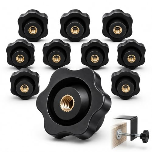 10 Pcs M6 Wing Nut, Wing Nuts and Bolts, Thumb Screw Tightening Replacement for Machinery Tools, Plastic Star Nuts for Machines Furniture Fitness Equipment