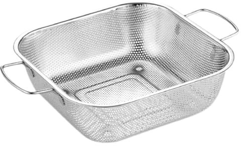 UKCOCO Scolapasta Doppio Manico in Acciaio Inossidabile Argento con Grande Capacità e Design Semplice per Drenaggio in Cucina