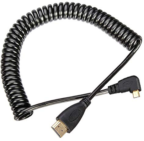CY - Cable micro HDMI a HDMI macho para HDTV, teléfono móvil, tablet y cámara (conector acodado a la izquierda de 90 grados), color negro