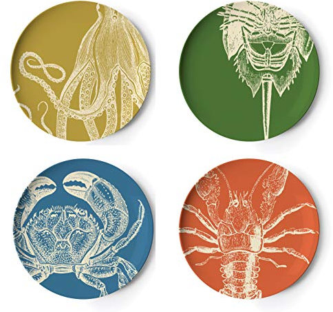 Thomas Paul Melamine Sealife Dinner Plate S/4 Cena, Melamina, Multicolor
