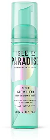 Isle of Paradise Self Tan Mousse, Medium (200 ml) Glow Clear Self Tanning Foam, Natural Ingredients & Vegan (packaging may vary)