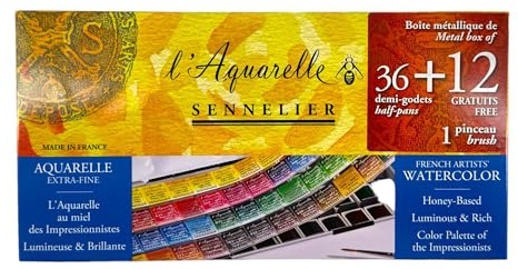 Sennelier Coffret Metal Aquarelle 36 Demi Godets +12 GRATUITS