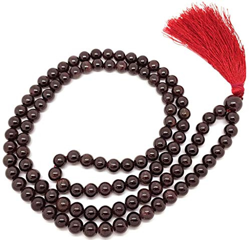 AAA naturel Grenat 108 Mala Collier | Grenat Mala | 108 Prière perles Mala Collier | Nouée à la main Mala Bracelet | Japa Mala | 8 mm Perles ronde | La méditation Tassel | bouddhiste Mala