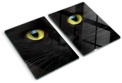 Schneidebretter Glas 2x40x52 cm für die Küche Plastikfrei 2 Stück Glasplatte Hitzebeständig Rutschfest Silikonfüße Lebensmittelecht Dekorativ Antibakteriell Gehärtetes Glas - Katzenaugen