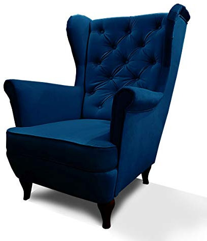 MARTHOME Poltrona imbottita Caro, Sedia, Poltrone in velluto, Poltrona imbottita, soggiorno, Camera da letto. Una poltrona per allattare, Guarda la TV, Leggere. Blu marino