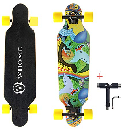 WHOME Longboards – 31 Zoll Kleines Longboard Cruising Skateboard – für Erwachsene/Kinder Mädchen/Jungen Anfänger/Profi inkl. T-Tool (Fresh Life)