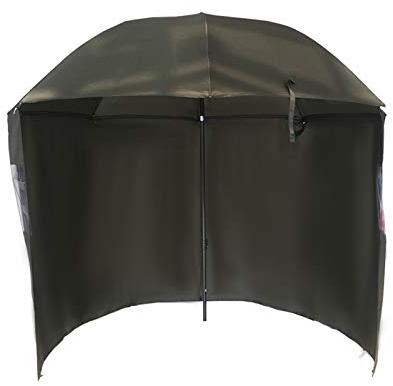 2.2m Angeln Regenschirm Shelter Karpfen Angeln Regenschirm 87 Karpfenheim mit abnehmbarer Reißverschluss an den Seiten Zwei Mann Tag Popup Angeln Zelt Extra für Strand Terrasse Garten im Freien Ange