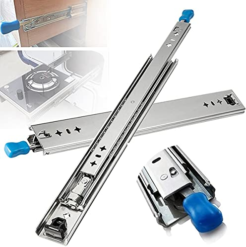 ZH-VBC 2 Stück Schubladenschienen Vollauszug Softclose Rollenführung, Schwerlastauszug Nut Schubladenauszug Teleskopschienen mit Arretierung, 1 Paar Seitliche Montage,48inch(1200mm)