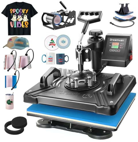 AKEYDIY 8 in 1 Transferpresse Digital Sublimationspresse 38x30cm 360° schwenkbar Heißpressmaschine mit LCD Display, Multi Sublimationspresse für T-Shirts,Tassen,Kappen,Teller, HTV Vinyl & Sublimation