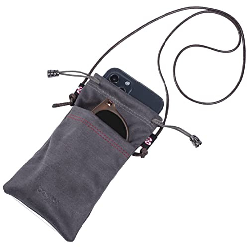 bqover Double Microfiber Suede Pouch, Soft Eyeglasses/Sunglasses Pouch with Removable Adjustable Strap