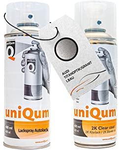 UniQum Autolack + Klarlack 2K Spraydose für AUDI TITANOPTIK/GRANIT L8AU Autolack Reparatur 2 x 400 ml