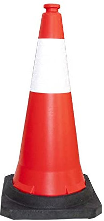 Traffic Cone PPC with PVC Base | 30 - 75 CM Road Safety Cone With Reflective | High Visibility Red Street Cone | Portable Wind Resistant Traffic Cone with Black Base