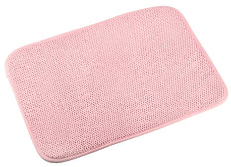 sourcing map Microfiber Dish Drying Mat, 15.75 x 11.82 Dishes Drainer Mats Kitchen Counter Mats Dish Drying Pad for Countertop, Fast Drying-Pink Red