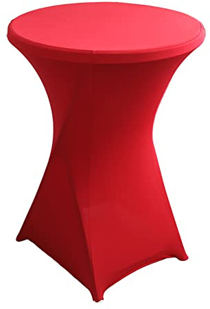 Stehtisch Hussen Spandex Stehtischhussen Bartische (Rot, 1er Set Ø 80-85cm) | Tischdecke für Bistrotisch Hochzeit Weihnachten Deko Cocktail-Party Weihnachtsdekoration