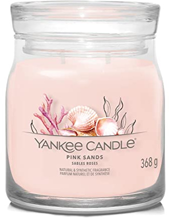Yankee Candle Signatur doftljus | Rosa sand medium burk ljus med dubbla vekar | Sojavaxblandning, långt brinnande ljus | perfekta gåvor för kvinnor