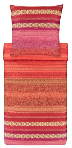 Bassetti MONREALE Bettwäsche + 1 Kissenhülle aus 100% Baumwollsatin in der Farbe Rot R1, Maße: 135x200 + 1 K 80x80 cm - 9321830