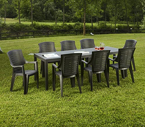 Dmora - Table d'extérieur Susa, Etagère à manger rectangulaire extensible, Table de jardin extensible, 100% Made in Italy, 150x90h72 cm, Anthracite