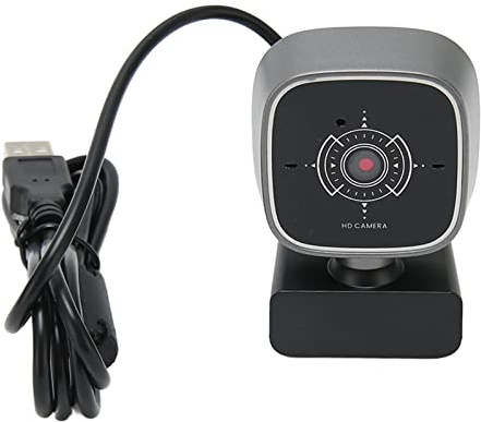ASHATA Webcam USB, 1080P 30FPS Streaming Webcam avec Microphone, Réduction du Bruit Double Microphone Rotatif Plug and Play PC Caméra pour Bureau Ordinateur Portable Chat Vidéo
