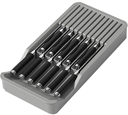 Messerblockschublade, Messerhalter, Messereinsatz, Messerorganizer, Schubladeneinsatz, Liegend Messerblock, Messeraufbewahrungseinsatz Mit 11 Fächern, Rutschfeste Matte, Besteck-Organizer Schublade