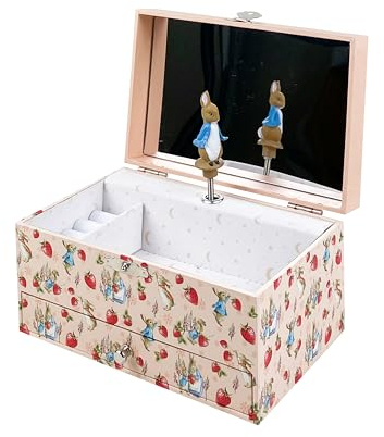 Trousselier 6260565 Schmuckkästchen für Kinder, Peter Hase, Spieluhr mit Musik und tanzender Figur