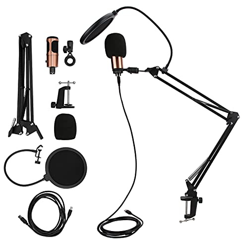 Microfono USB a Condensatore da Studio Computer Kit Microfono Per PC Braccio Per Microfono, Braccio Per Microfono Aggiornato Supporto Per Microfono Supporto Per Sospensione a Braccio