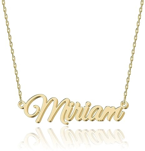 Personalisierte 18K Gold Namenskette Miriam - Damen Halskette mit Gravur aus Edelstahl - Geschenk für Geburtstag, Jahrestag, Abschluss und Valentinstag - Individualisierbar und Handgefertigt