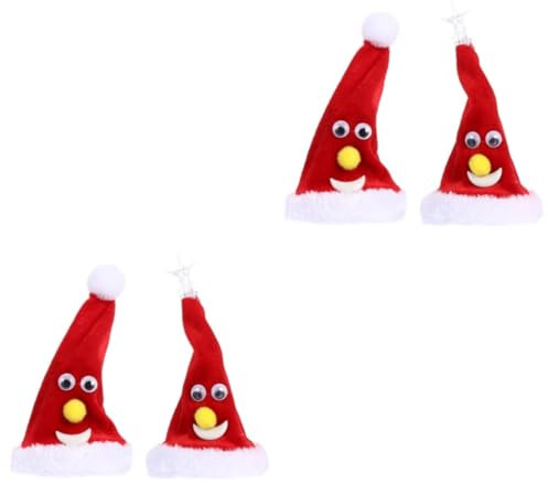 Gadpiparty 4 Stück Schaukelnde Weihnachtsmütze Weihnachtsfeier Hut Weihnachtsspielzeug Animatronisches Spielzeug Weihnachtsmann Kletterleiter Geführter Hut Das Haustier Elektrisch
