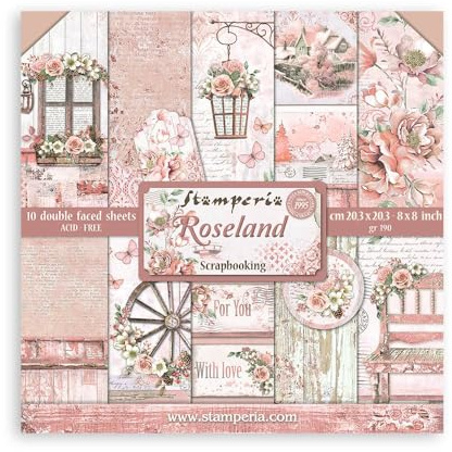 Scrapbooking Small Pad 10 sheets cm 20,3X20,3 (8X8) - Roseland