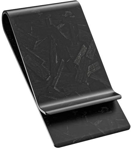 Travelambo Carbon Fiber Money Clip Front Pocket Wallet Minimalist Wallet Slim Wallet Credit Business Card Holder (Matte Forged)