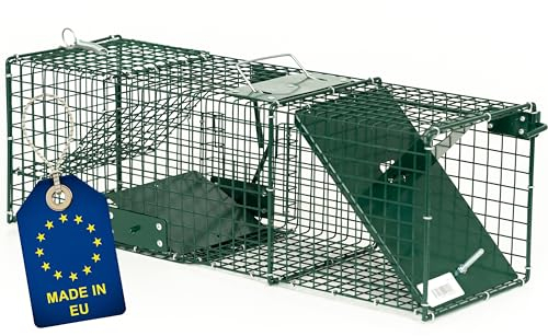 ITA Lebendfalle 6017 60x20x20 cm - Wetterfeste & Zuverlässige Falle für Kleintiere wie Marder und Ratten - Rattenfalle Marderfalle - Fertig Montiert, Bissschutz, Tragegriff