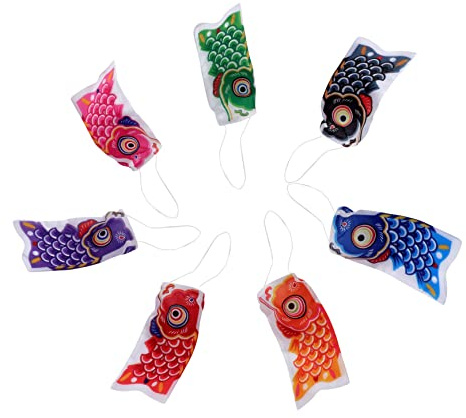 BESPORTBLE 7pcs Japanese Carp Streamer Sushi Ornament Windsock Flags for outside Hanging Windsock Wind Socks for outside Outdoor Fish Beach Kites Birthday Spinner Spring To Rotate Satin