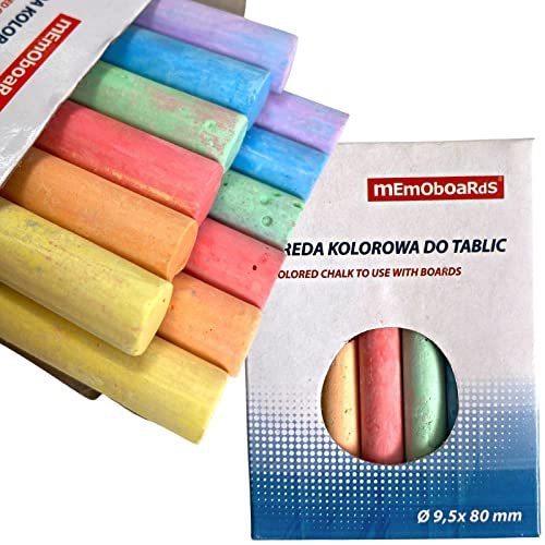 GP TONER Bunte Kreide für Tafeln - Set mit 12 Stück, 9,5 mm, Länge 80 mm, ideal zum Schreiben und Zeichnen