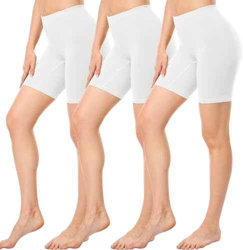 Wealurre Anti Chafing Shorts Women Cycling Shorts Chub Rub Shorts Ladies Long Briefs Underwear Cotton Boy Short Boxers for Under Dresses, White M