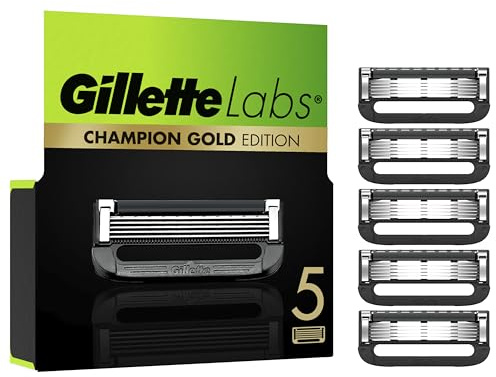Gillette Labs Champion Gold Edition Ersatzklingen, Kompatibel Mit Gillette Labs Rasierer Mit Reinigungs-Element, 5 Ersatzklingen