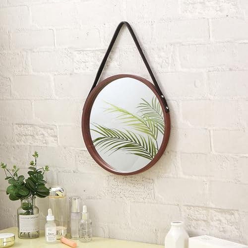 Hosoncovy Wandspiegel mit Holzrahmen, 30 cm, rund, hängend, dekorativer Spiegel für Wohnzimmer, Schlafzimmer, Badezimmer, Wanddekoration