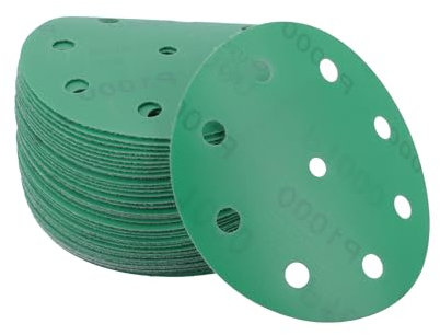 A ABSOPRO Discos De Lijado 5 Pulgadas 9 Orificios 1000 Granos Redondos De Papel De Lija Óxido De Aluminio Verde 50 Uds